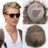 HAPPY&CC Human Hair Men Toupee Wigs Mono Lace With Clear Poly Around Hair Piece For Men Systems Size 10x8 Inch 6 Inch Length Blonde Color #18 view 1