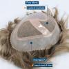 HAPPY&CC Human Hair Men Toupee Wigs Mono Lace With Clear Poly Around Hair Piece For Men Systems Size 10x8 Inch 6 Inch Length Blonde Color #18 view 3