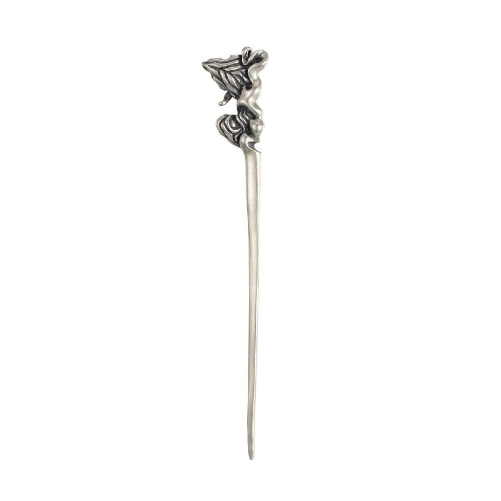 1 Piece Vintage Hair Sticks Hairpin, S925 Sterling Silver Chinese Hair Chopsticks, Mountain Sea Series Neutral Hair Sticks, Goth Hair Bun Eternal Promise Jewelry for Bride Girl Women, Distressed Mo