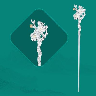 1 Piece Vintage Hair Sticks 12 Months Hairpin, S925 Sterling Silver Hair Chopsticks, Ornate Gilded Embellishment Flower Hair Sticks, Chinese Hair Bun Eternal Jewelry for Bride Women Girl, January Pl