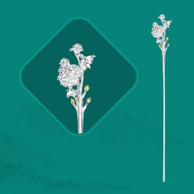 1 Piece Vintage Hair Sticks 12 Months Hairpin, S925 Sterling Silver Hair Chopsticks, Ornate Gilded Embellishment Flower Hair Sticks, Chinese Hair Bun Eternal Jewelry for Bride Women Girl, October Co