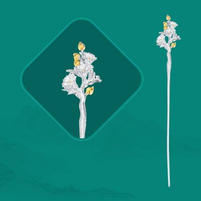 1 Piece Vintage Hair Sticks 12 Months Hairpin, S925 Sterling Silver Hair Chopsticks, Ornate Gilded Embellishment Flower Hair Sticks, Chinese Hair Bun Eternal Jewelry for Bride Women Girl, July Sunfl