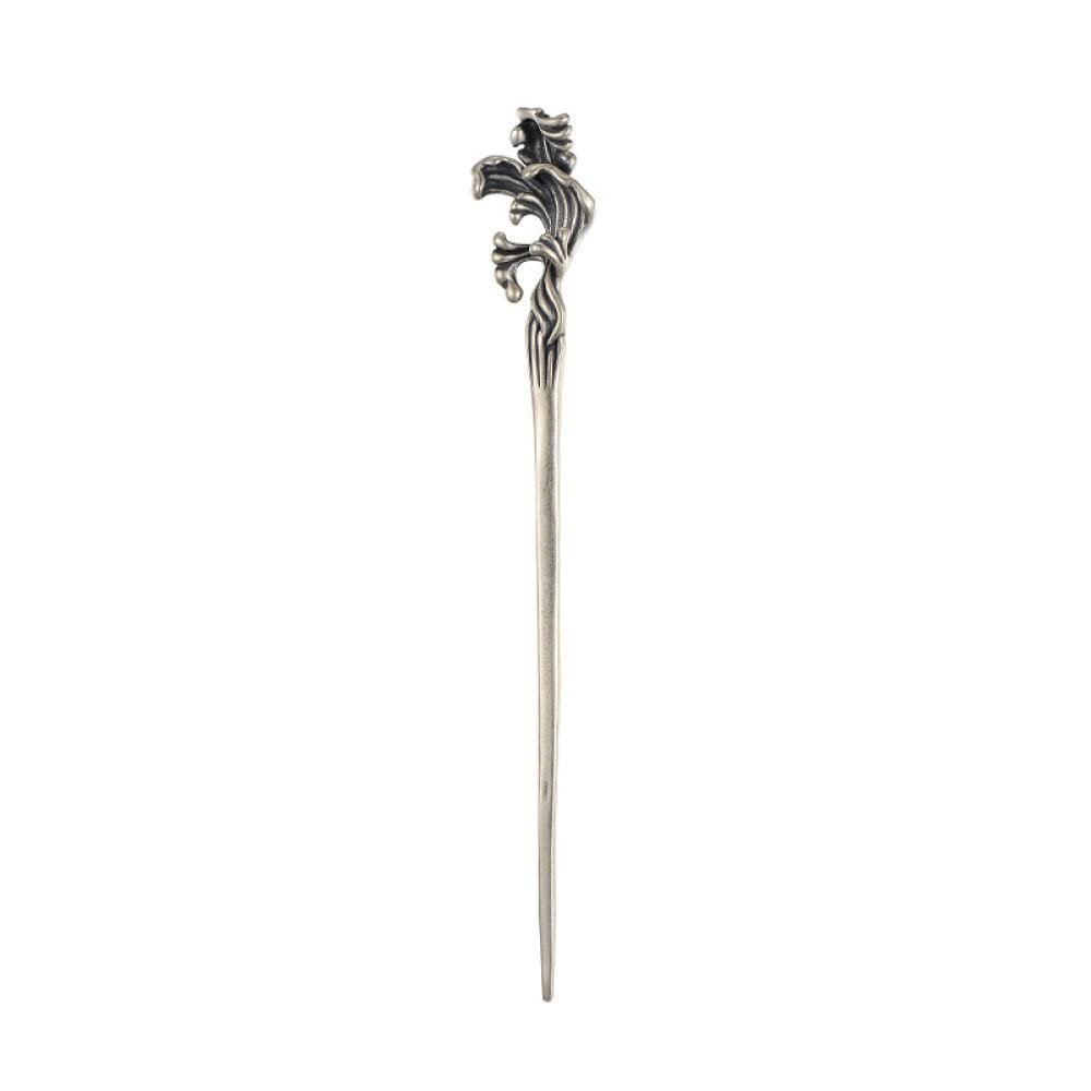 1 Piece Vintage Hair Sticks Hairpin, S925 Sterling Silver Chinese Hair Chopsticks, Mountain Sea Series Neutral Hair Sticks, Goth Hair Bun Eternal Promise Jewelry for Bride Girl Women, Distressed Wa