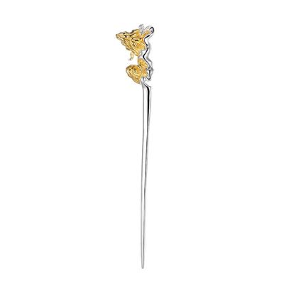 1 Piece Vintage Hair Sticks Hairpin, S925 Sterling Silver Chinese Hair Chopsticks, Mountain Sea Series Neutral Hair Sticks, Goth Hair Bun Eternal Promise Jewelry for Bride Girl Women, Gilded Mounta