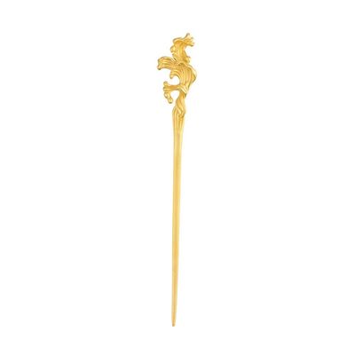 1 Piece Vintage Hair Sticks Hairpin, S925 Sterling Silver Chinese Hair Chopsticks, Mountain Sea Series Neutral Hair Sticks, Goth Hair Bun Eternal Promise Jewelry for Bride Girl Women, Gold Plated W