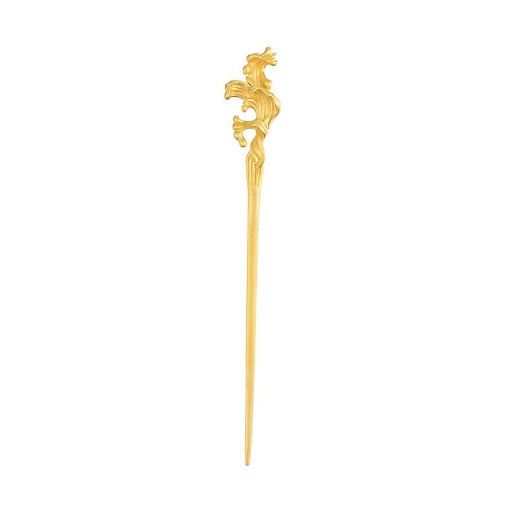 1 Piece Vintage Hair Sticks Hairpin, S925 Sterling Silver Chinese Hair Chopsticks, Mountain Sea Series Neutral Hair Sticks, Goth Hair Bun Eternal Promise Jewelry for Bride Girl Women, Gold Plated W