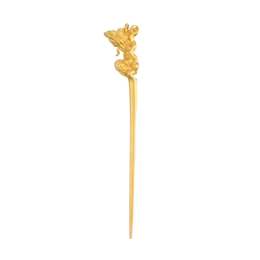 1 Piece Vintage Hair Sticks Hairpin, S925 Sterling Silver Chinese Hair Chopsticks, Mountain Sea Series Neutral Hair Sticks, Goth Hair Bun Eternal Promise Jewelry for Bride Girl Women, Gold Plated M