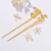 1 Piece Vintage Hair Sticks Hairpin, S925 Sterling Silver Chinese Hair Chopsticks, Mountain Sea Series Neutral Hair Sticks, Goth Hair Bun Eternal Promise Jewelry for Bride Girl Women, Gold Plated M view 2