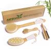 AIFEIVICO Dry Brushing Body Brush, Natural Boar Bristle Dry Brush, Bamboo Exfoliating Body, Face, Foot, Long Handle Back Scrubber Brush, Meridian Pressure for Lymphatic, Cellulite view 1