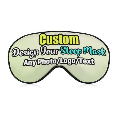 Custom Travel Sleep Mask Design Your Own Customized Eye Mask with Photo Text Logo Blackout Eye Polyester for Lunch Break, Hotel, Aircraft Beige Style02