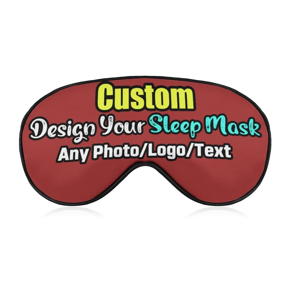 Custom Sleep Mask Add Funny Design, Personlized Photo Sleeping Mask Customizable Gifts, Custom Text Eye Mask Adjustable and Soft Brown Style04