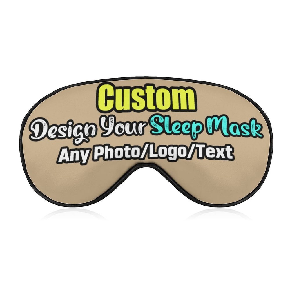Custom Travel Sleep Mask Design Your Own Customized Eye Mask with Photo Text Logo Blackout Eye Polyester for Lunch Break, Hotel, Aircraft Tan Style34