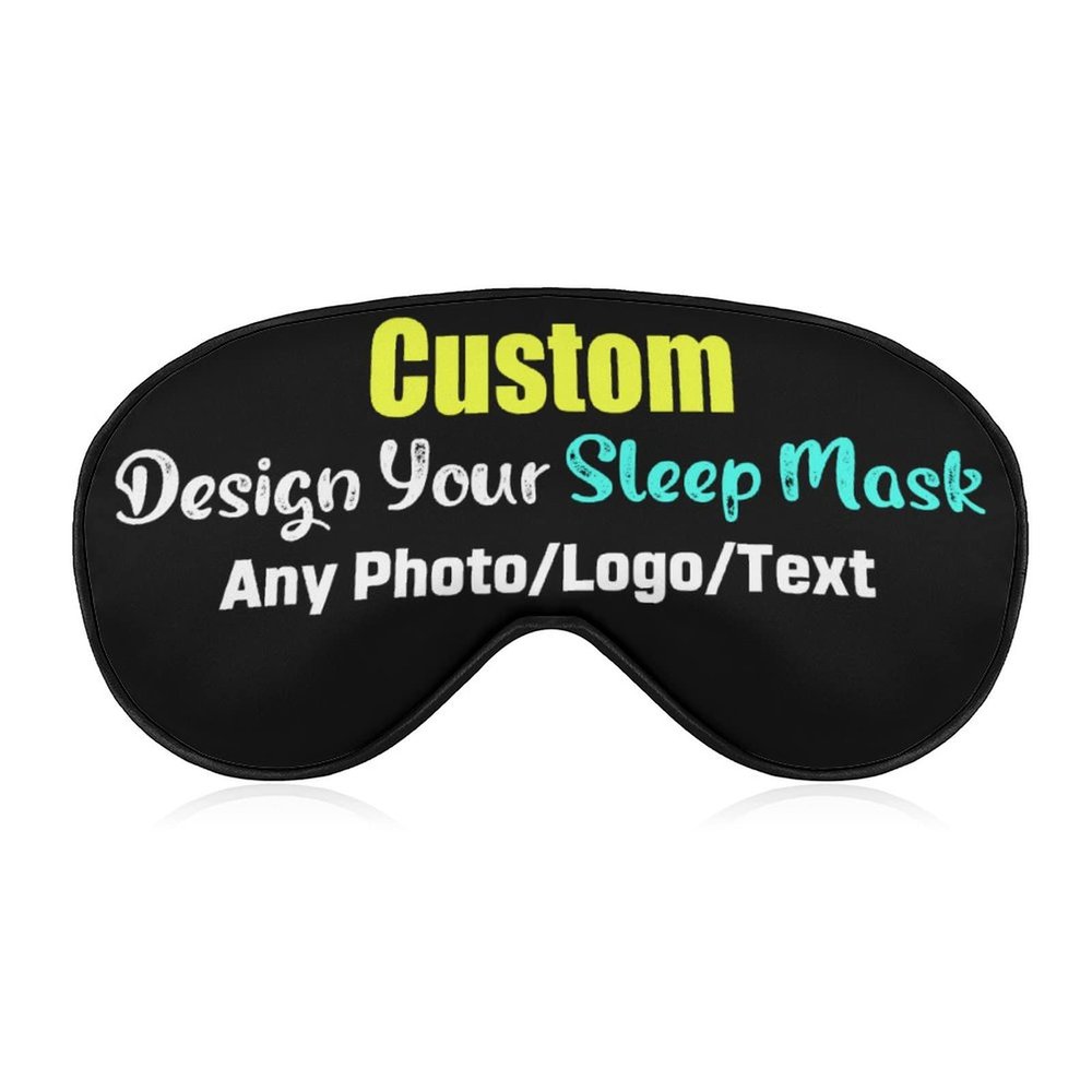 Custom Eye Mask Add Your Design - Cusomizable Sleep Mask Photo Text Logo Sleeping Mask Personalized Gift, Sleep Cover for Couples Lovers Family Black Style03