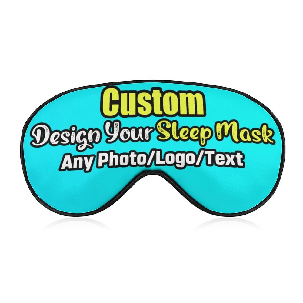 Custom Sleep Mask Add Funny Design, Personlized Photo Sleeping Mask Customizable Gifts, Custom Text Eye Mask Adjustable and Soft Cyan Style08