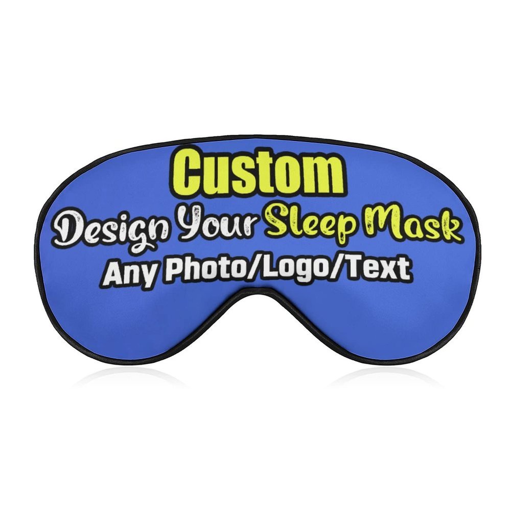 Custom Travel Sleep Mask Design Your Own Customized Eye Mask with Photo Text Logo Blackout Eye Polyester for Lunch Break, Hotel, Aircraft RoyalBlue Style30