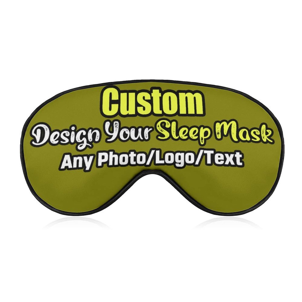 Custom Travel Sleep Mask Design Your Own Customized Eye Mask with Photo Text Logo Blackout Eye Polyester for Lunch Break, Hotel, Aircraft Olive Style26