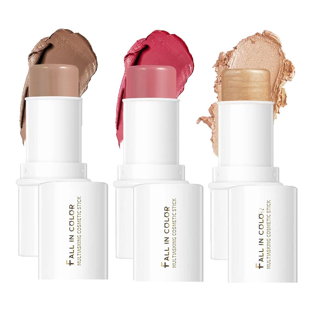 MEICOLY Makeup Sticks Set, Contour Stick,Blush Stick, Highlighter Stick,Facial Repair Bronzer 3D Wonder Shading Stick, Multi Stick Trio Cream Face Blush for Cheeks Lip Eye