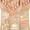xo, Fetti Groovy 70s Temporary Tattoos - 48 Glitter Styles | Flower Power Birthday Party Supplies, Good Vibes Only Favors, Smiley, Rainbow Arts and Crafts view 1