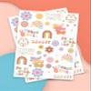 xo, Fetti Groovy 70s Temporary Tattoos - 48 Glitter Styles | Flower Power Birthday Party Supplies, Good Vibes Only Favors, Smiley, Rainbow Arts and Crafts view 2