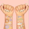 xo, Fetti Groovy 70s Temporary Tattoos - 48 Glitter Styles | Flower Power Birthday Party Supplies, Good Vibes Only Favors, Smiley, Rainbow Arts and Crafts view 3
