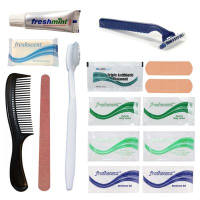 48 Kits -Wholesale Hygiene and Toiletry 15 Piece Kit for Homeless, Travel and Charity