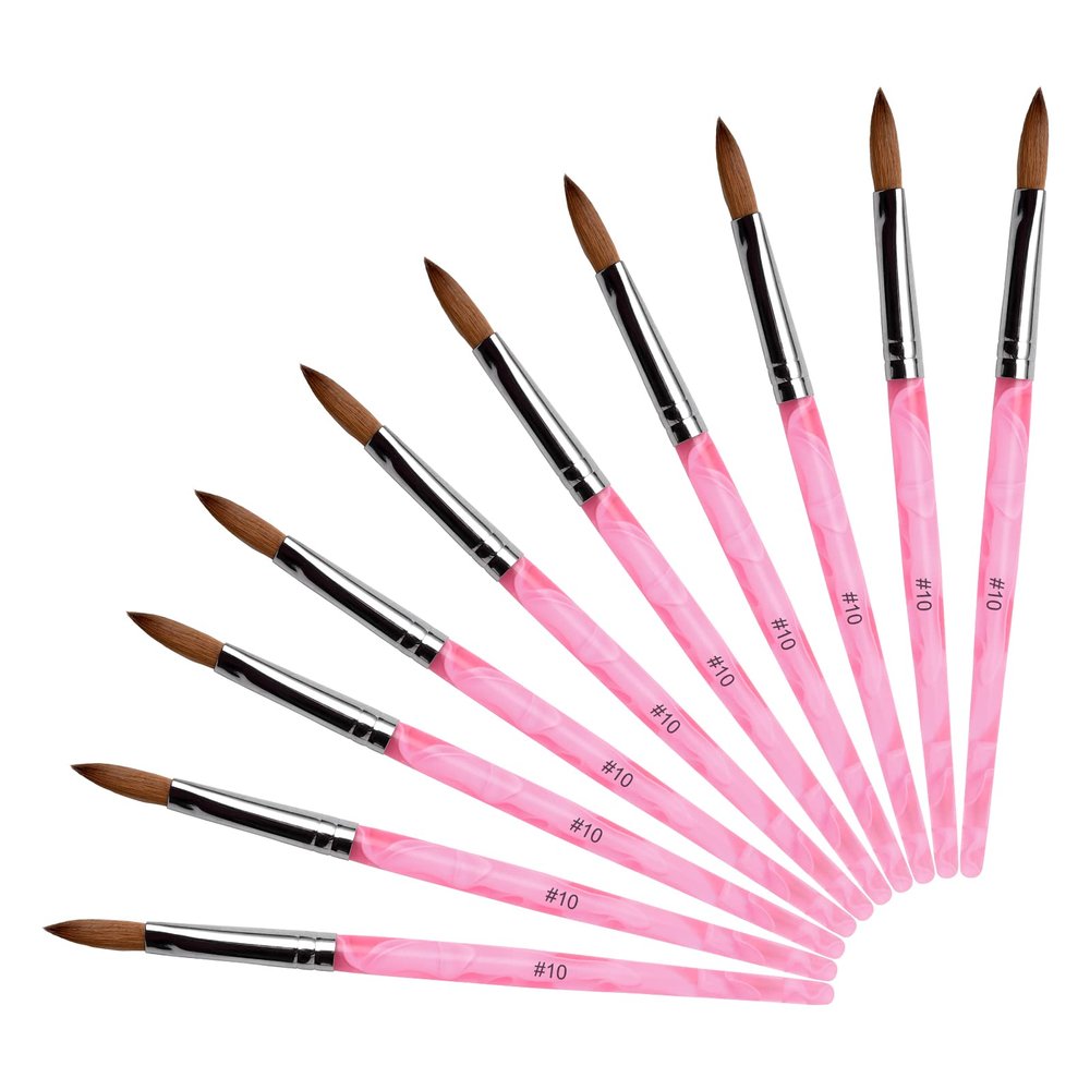 Rolabling 10pcs 8# Kolinsky Sable Brush Acrylic Nail Art Brush Nail Art Painting Brush (10Pcs size 8#)