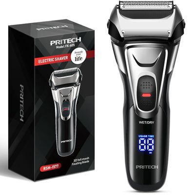 PRITECH Electric Razor for Men, Waterproof Foil Electric Shavers with Beard Trimmer, Cordless Rechargeable Razor for Shaving Face, LED Display Wet Dry Use