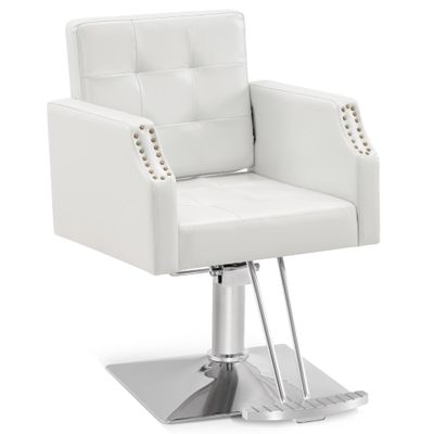 BarberPub Classic Salon Chair for Hair Stylist,Hydraulic Barber Styling Chair,Beauty Salon Spa Equipment 8818 (White)