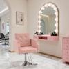 BarberPub Classic Salon Chair for Hair Stylist,Hydraulic Barber Styling Chair,Beauty Salon Spa Equipment 8818 (Pink) view 2