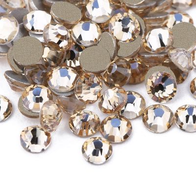 Dowarm 1440 Pieces SS16 Flatback Crystals, 4MM Flatback Crystal Rhinestones for Craft Nails Dance Costumes, Flat Back Nail Crystals, Non Hotfix Rhinestones (SS16 / 4MM, Champagne/Golden Shadow)