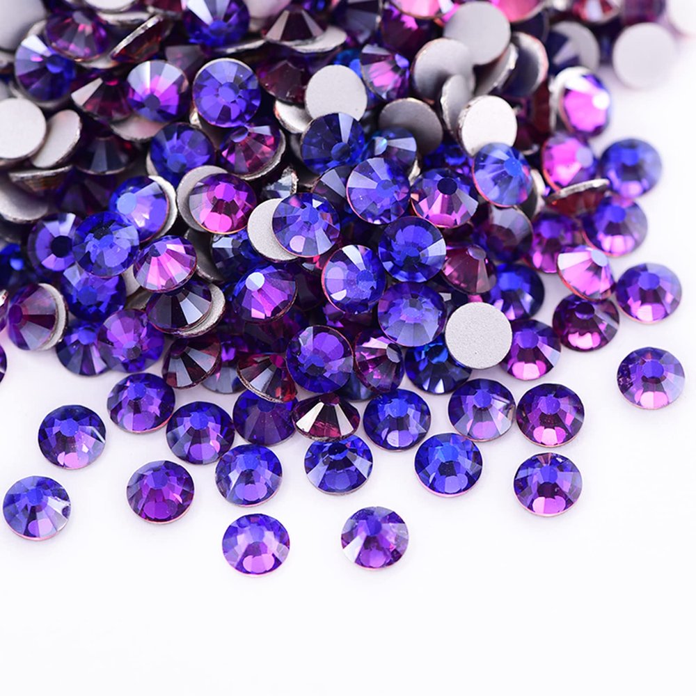Dowarm 1440 SS10 Flatback Rhinestones, 2.8MM Non Hotfix Rhinestones for Crafts, Dance Costumes (Purple Velvet)