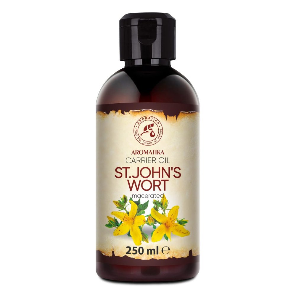 AROMATIKA St Johns Wort Oil 8.5 Fl Oz (250ml) - Hypericum Perforatum - 100% Pure & Natural - St. John's Wort Oil for Intensive Care Face - Body - Skin - Hair - Massage - Great w/Essential Oil