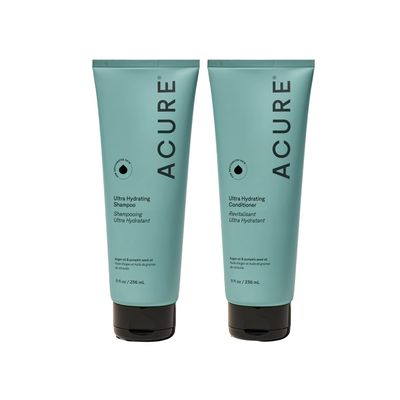 Acure Ultra Hydrating Shampoo and Conditioner Set - Moisturizing Set with Argan Oil for Women & Men with Dry, Damaged, Straight or Curly Hair, 100% Vegan, Paraben Free, Sulfate Free - 8 fl oz (2 Pack)
