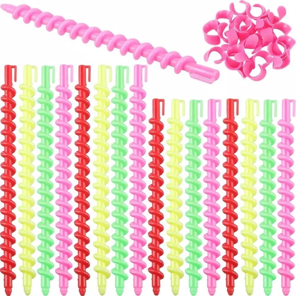 Spiral Hair Perm Rods 60pcs Heatless Spiral Perm Rods with 5 Satin Scrunchies Comes in Bright Colors Spiral Perm Rods for All Hair Length