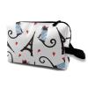 TropicalLife NIXUX Cosmetic Bag for Women Paris Tower and Cat Patterns Make up Bag Travel Waterproof Toiletry Bag Zipper Portable Small Pencil Brushes Bag with Handle Strap view 1