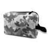 TropicalLife NIXUX Cosmetic Bag for Women Gray Camouflage Pattern Make up Bag Travel Waterproof Toiletry Bag Zipper Portable Small Pencil Brushes Bag with Handle Strap view 1