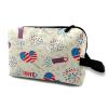 TropicalLife NIXUX Cosmetic Bag for Women American Flag Pattern Make up Bag Travel Waterproof Toiletry Bag Zipper Portable Small Pencil Brushes Bag with Handle Strap view 1