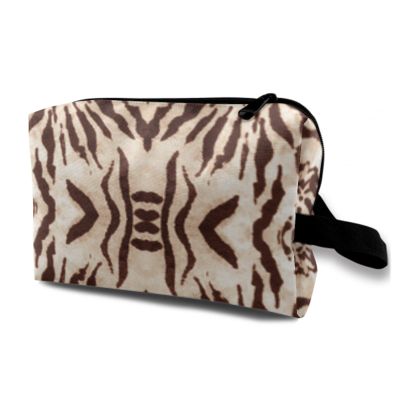 TropicalLife NIXUX Cosmetic Bag for Women Vintage Striped Pattern Make up Bag Travel Waterproof Toiletry Bag Zipper Portable Small Pencil Brushes Bag with Handle Strap