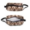 TropicalLife NIXUX Cosmetic Bag for Women Vintage Striped Pattern Make up Bag Travel Waterproof Toiletry Bag Zipper Portable Small Pencil Brushes Bag with Handle Strap view 3