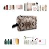 TropicalLife NIXUX Cosmetic Bag for Women Vintage Striped Pattern Make up Bag Travel Waterproof Toiletry Bag Zipper Portable Small Pencil Brushes Bag with Handle Strap view 4