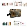 TropicalLife NIXUX Cosmetic Bag for Women Peacock Feather Pattern Make up Bag Travel Waterproof Toiletry Bag Zipper Portable Small Pencil Brushes Bag with Handle Strap view 4