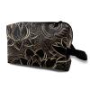 TropicalLife NIXUX Cosmetic Bag for Women Golden Lotus Make up Bag Travel Waterproof Toiletry Bag Zipper Portable Small Pencil Brushes Bag with Handle Strap view 1
