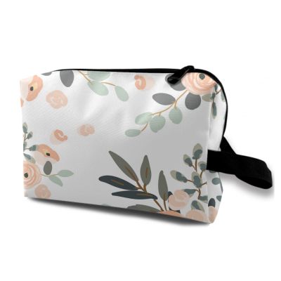 TropicalLife NIXUX Cosmetic Bag for Women Vintage Flowers Make up Bag Travel Waterproof Toiletry Bag Zipper Portable Small Pencil Brushes Bag with Handle Strap