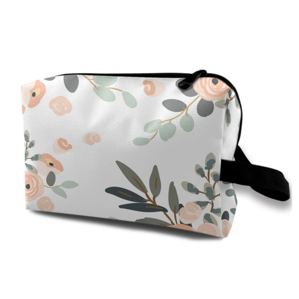 TropicalLife NIXUX Cosmetic Bag for Women Vintage Flowers Make up Bag Travel Waterproof Toiletry Bag Zipper Portable Small Pencil Brushes Bag with Handle Strap