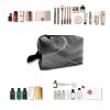 TropicalLife NIXUX Cosmetic Bag for Women Abstract Line Pattern Make up Bag Travel Waterproof Toiletry Bag Zipper Portable Small Pencil Brushes Bag with Handle Strap view 4