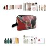 TropicalLife NIXUX Cosmetic Bag for Women Vintage Flower Pattern Make up Bag Travel Waterproof Toiletry Bag Zipper Portable Small Pencil Brushes Bag with Handle Strap view 4