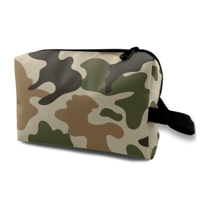 TropicalLife NIXUX Cosmetic Bag for Women Fashion Camouflage Pattern Make up Bag Travel Waterproof Toiletry Bag Zipper Portable Small Pencil Brushes Bag with Handle Strap