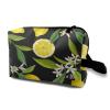 TropicalLife NIXUX Cosmetic Bag for Women Watercolor Lemon Pattern Make up Bag Travel Waterproof Toiletry Bag Zipper Portable Small Pencil Brushes Bag with Handle Strap view 1