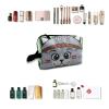 TropicalLife NIXUX Cosmetic Bag for Women Lovely Cat Print Make up Bag Travel Waterproof Toiletry Bag Zipper Portable Small Pencil Brushes Bag with Handle Strap view 4