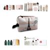 TropicalLife NIXUX Cosmetic Bag for Women Roses and Eiffel Tower Make up Bag Travel Waterproof Toiletry Bag Zipper Portable Small Pencil Brushes Bag with Handle Strap view 4